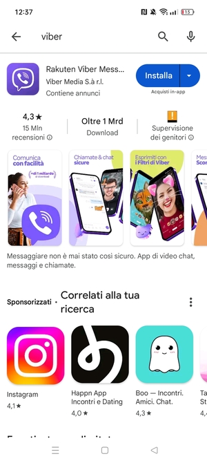 Seleziona l'applicazione