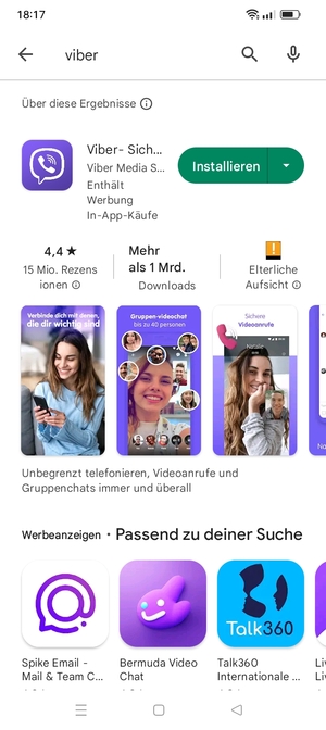 Wählen Sie die App
