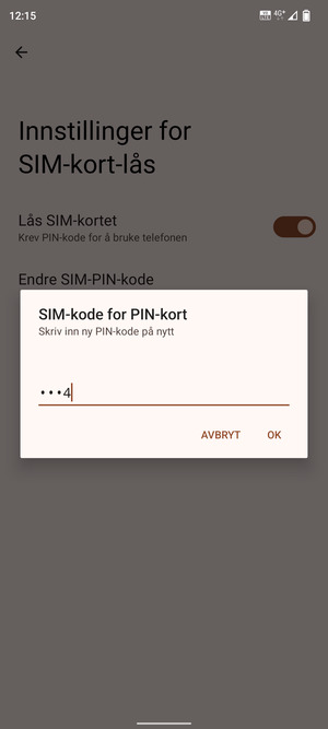 Bekreft din nye PIN-kode og velg OK