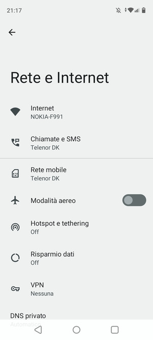 Seleziona Rete mobile