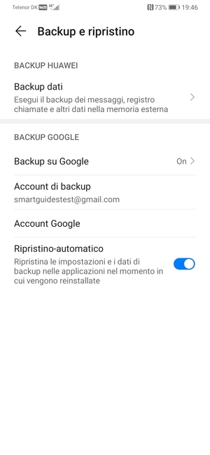 Seleziona Account di backup