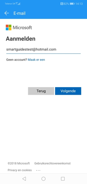 Voer uw Hotmail adres in en selecteer Volgende