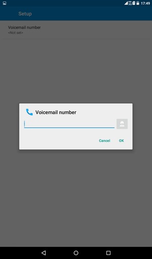 Enter the Voicemail number and select OK