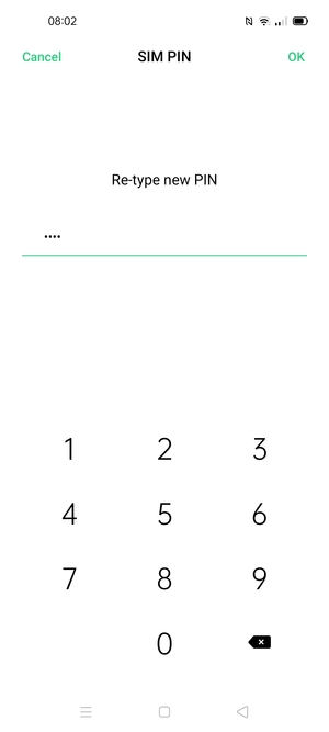 Confirm your new PIN for the SIM card and select OK