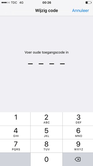 Voer uw oude wachtwoordcode in