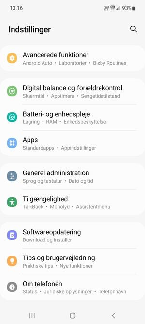 Scroll til og vælg Softwareopdatering