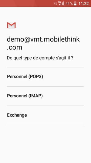 Sélectionnez Personnel (POP3) ou Personnel (IMAP)
