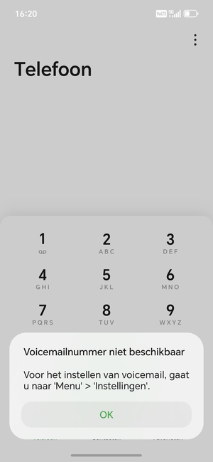 Als uw voicemail niet geïnstalleerd is, selecteert u OK