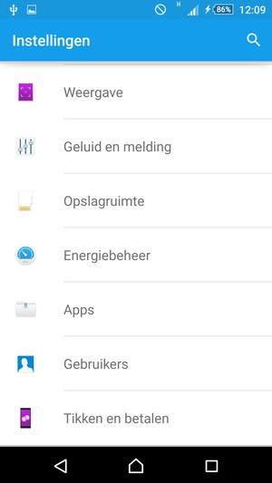 Keer terug naar het Instellingen menu en selecteer Energiebeheer