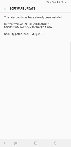 If your phone is up to date, you will see the following screen