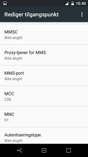 Velg menyknappen