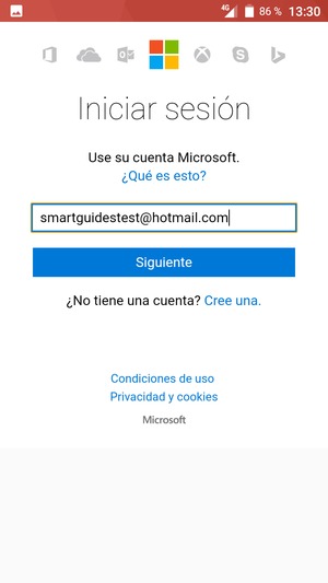 Introduzca su Dirección de correo electrónico y seleccione Siguiente