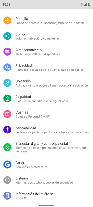 Desplácese y seleccione Sistema