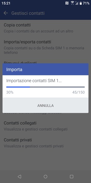 I tuoi contatti verranno salvati sul tuo account Google, e salvati sul tuo telefono la prossima volta che Google sarà sincronizzato.