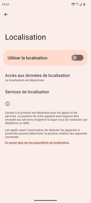 Désactiver le Utiliser la localisation
