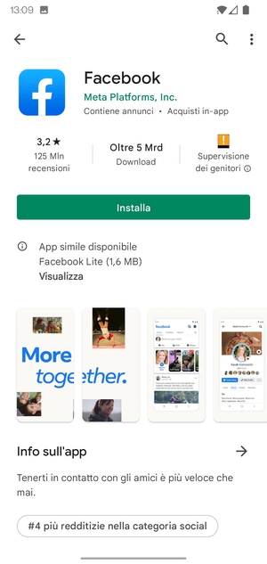 Seleziona Installa