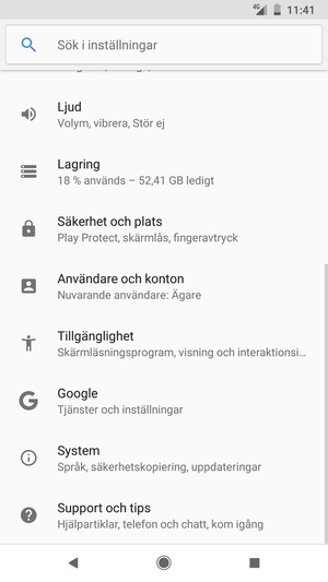 Återgå till Inställningar-menyn och välj Användare och konton