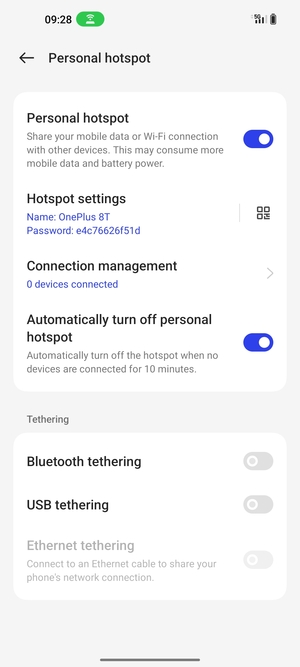 Your phone is now set up for use as a modem