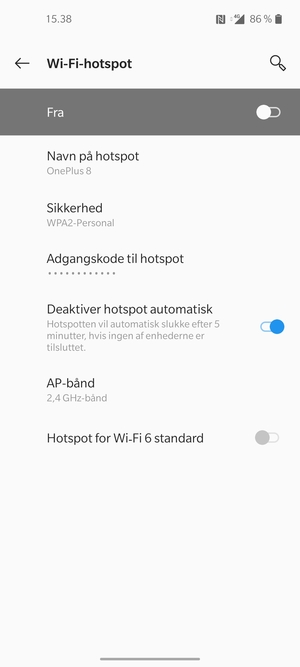 Vælg Adgangskode til hotspot