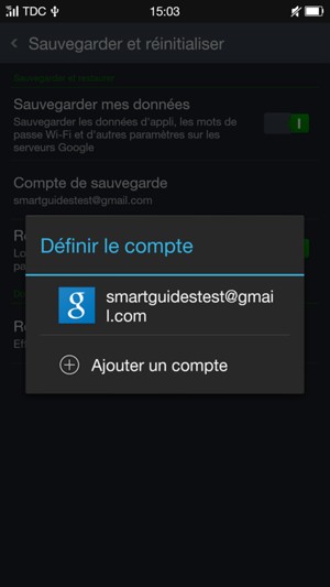 Sélectionnez votre compte de sauvegarde
