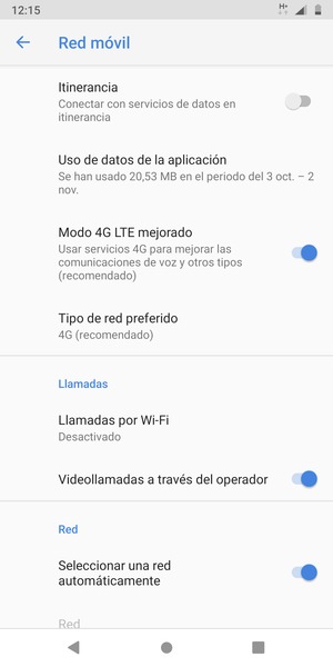 Desactive Seleccionar una red automáticamente