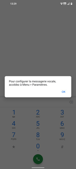 Si votre messagerie vocale n'est pas configurée, sélectionnez OK