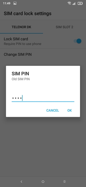 Enter your Old SIM PIN and select OK