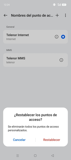 Seleccione Restablecer