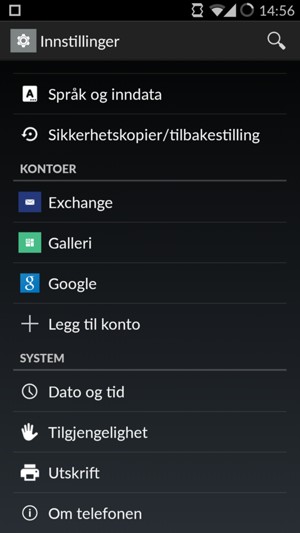 Bla til og velg Om telefonen