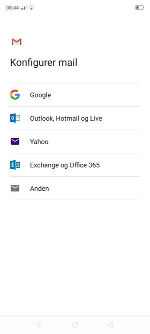Vælg Outlook, Hotmail og Live