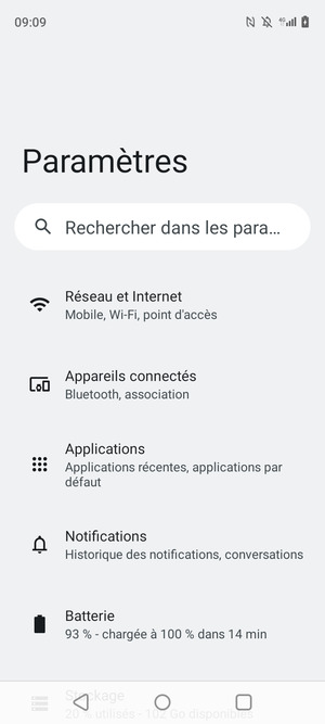 Sélectionnez Réseau et Internet