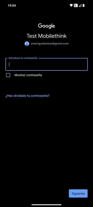 Introduzca su contraseña y seleccione Siguiente