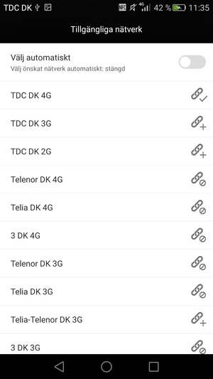 Välj en nätverksoperatör från listan