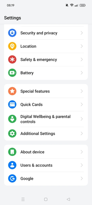 Scroll to and select Additional Settings