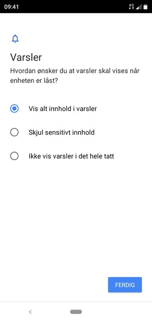 Velg ønsket alternativ og velg FERDIG