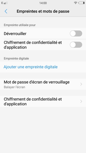Sélectionnez Mot de passe d'écran de verrouillage