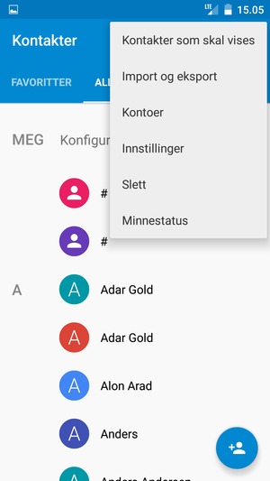 Velg Import og eksport