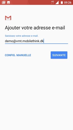 Saisissez votre adresse e-mail et sélectionnez SUIVANTE