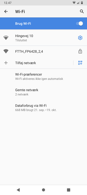 Du er nu tilsluttet Wi-Fi netværket