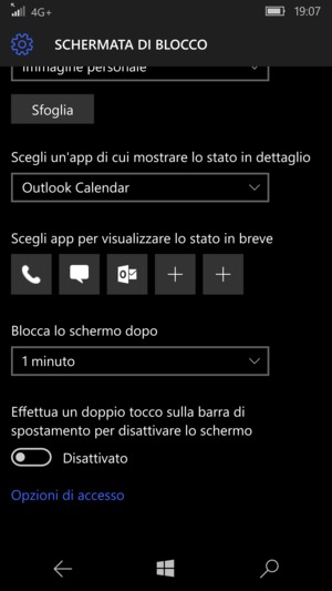 Scorri e seleziona Opzioni di accesso