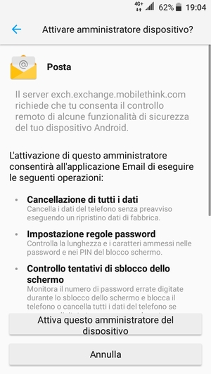 Seleziona Attiva questo amministratore del dispositivo