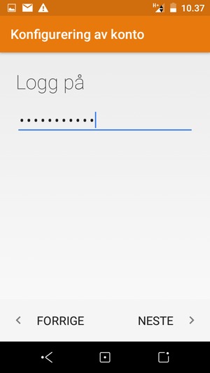 Skriv inn passord og velg NESTE
