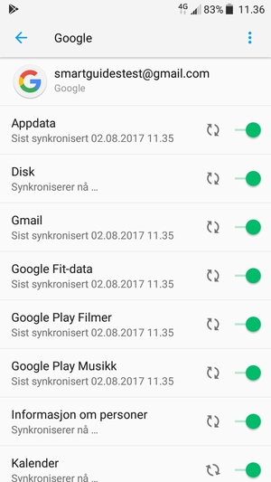 Din informasjon blir synkronisert