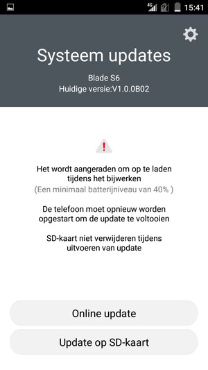Selecteer Online update