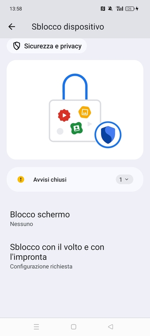 Seleziona Blocco schermo