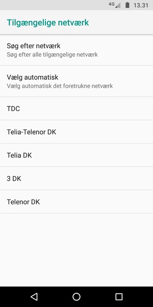 Vælg en netværksudbyder fra listen