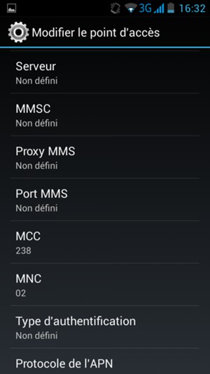 Faites défiler vers le bas et saisissez les informations MMS