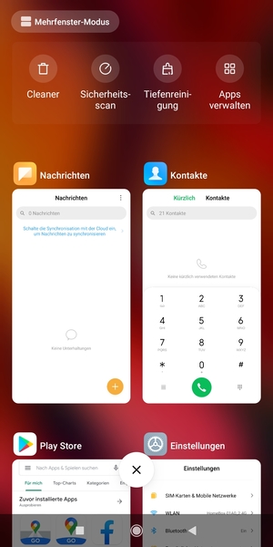 Wählen Sie das Symbol Löschen, um laufende Apps zu schließen