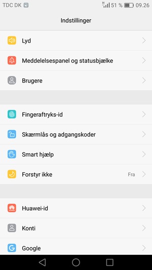 For at aktivere din skærmlås, gå til menuen Indstillinger og vælg Skærmlås og adgangskoder