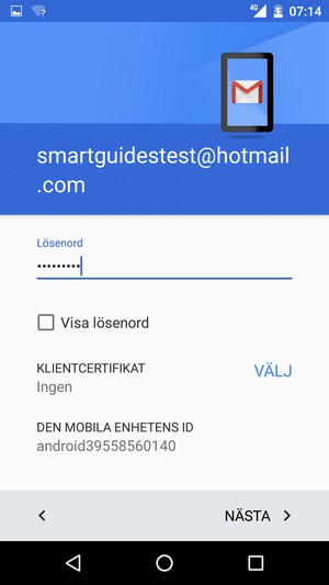 Ange ditt lösenord och välj NÄSTA